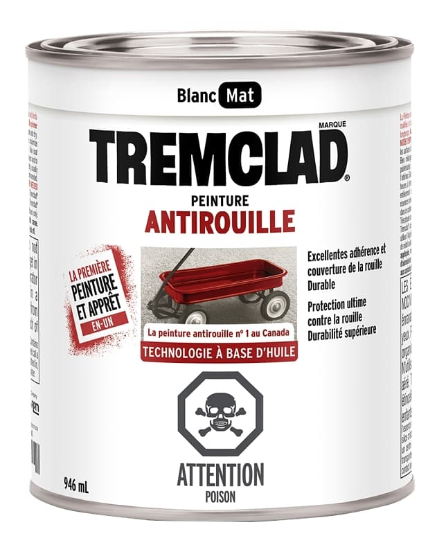 Tremclad 254929 Rust Preventative Paint, Oil, Flat, White, 946 mL, Can, 66 to 110 sq-ft Coverage Area – image 1