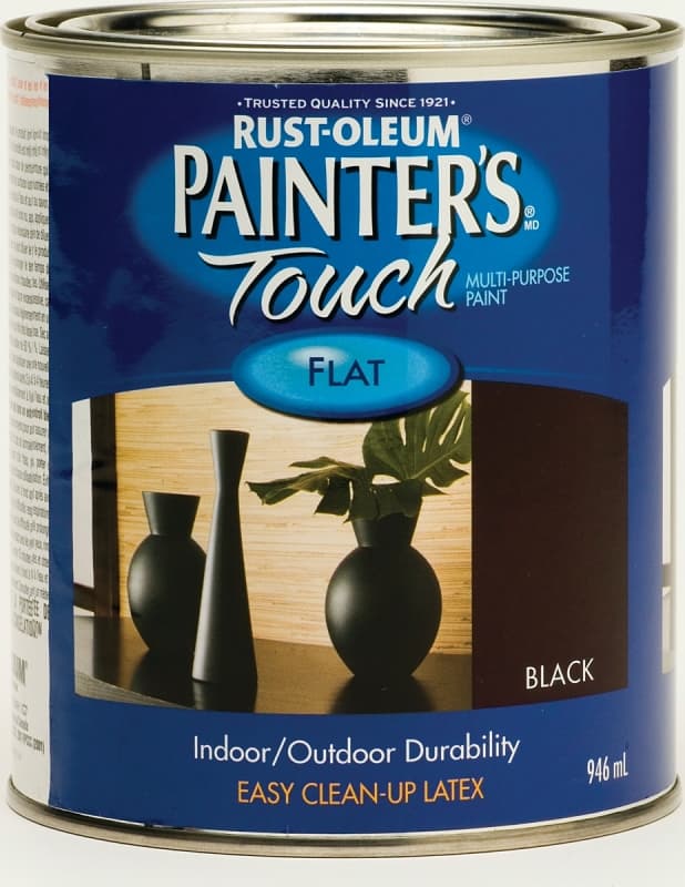 RUST-OLEUM PAINTER'S Touch 254935 Brush-On Paint, Flat, Black, 946 mL Can – image 1