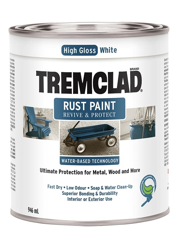 Tremclad 26025WB504 Rust Preventative Paint, Water, Gloss, White, 946 mL, Can, 87 sq-ft Coverage Area – image 1