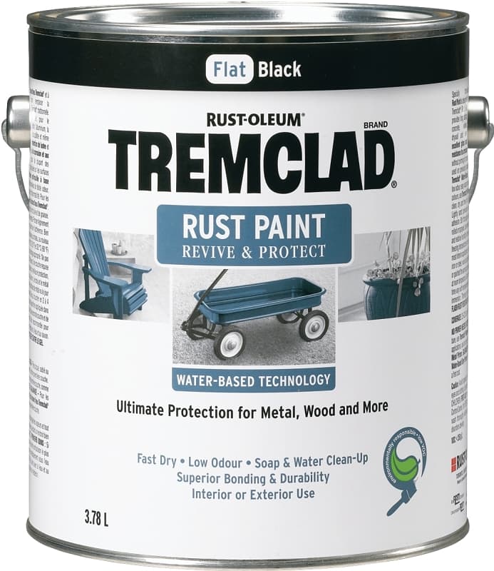 Tremclad 26048WB155 Rust Preventative Paint, Water, Flat, Black, 3.78 L, Can, 350 sq-ft Coverage Area – image 1