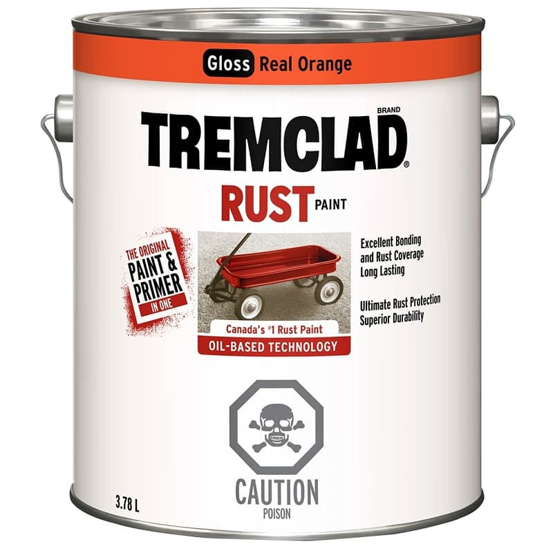 Tremclad 27007X155 Rust Preventative Paint, Oil, Gloss, Real Orange, 3.78 L, Can, 265 to 440 sq-ft Coverage Area – image 1