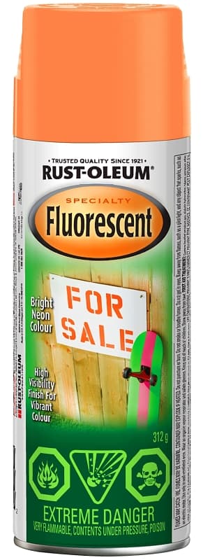 Rust-Oleum N1954830 Fluorescent Spray Paint, Matte, Fluorescent Orange, 312 g, Can – image 1