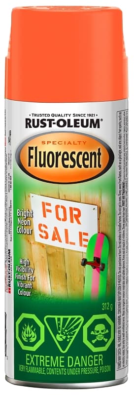 Rust-Oleum N1955830 Fluorescent Spray Paint, Matte, Florescent Red/Orange, 312 g, Can – image 1