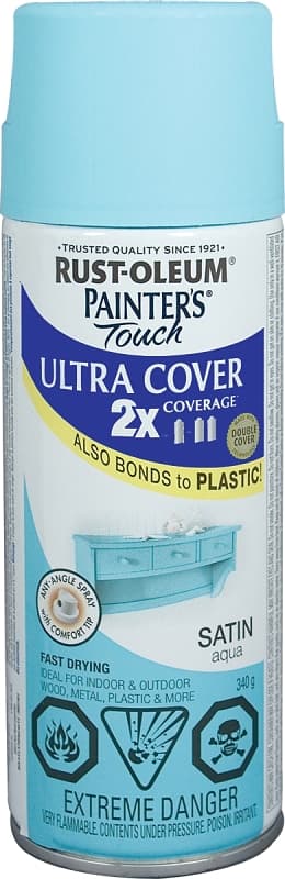 Rust-Oleum 268405 Spray Paint, Satin, Aqua, 340 g, Can – image 1