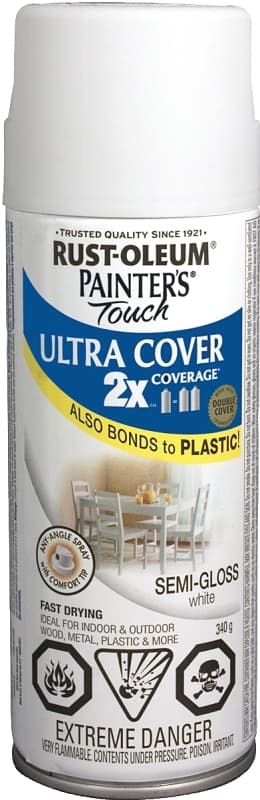 Rust-Oleum 268418 Spray Paint, Semi-Gloss, White, 340 g, Can – image 1