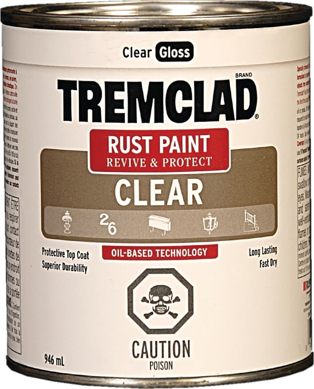 Tremclad 254917 Rust Preventative Paint, Oil, Gloss, Clear, 946 mL, Can – image 1