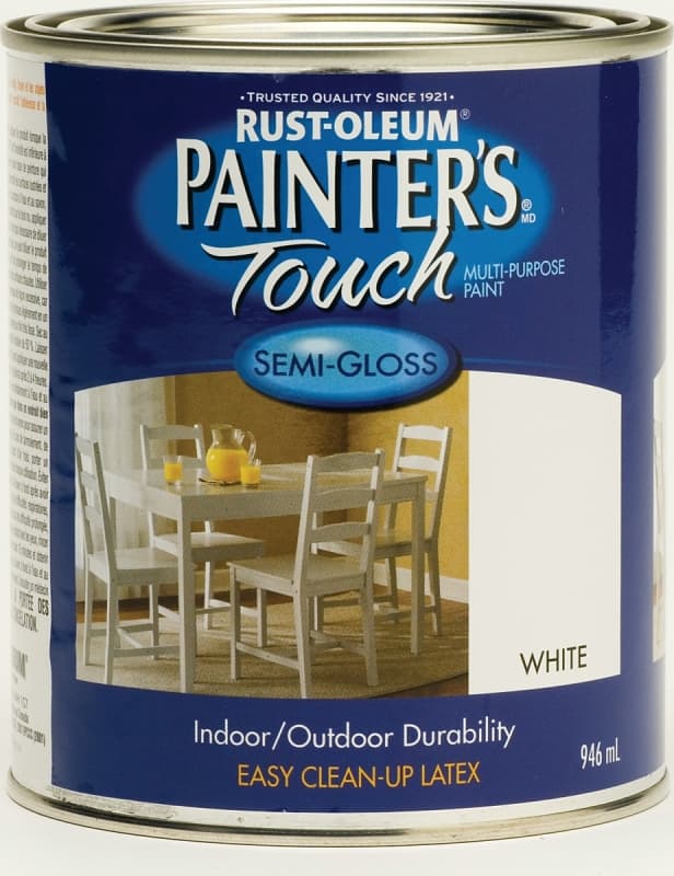 RUST-OLEUM PAINTER'S Touch 254948 Brush-On Paint, Semi-Gloss, White, 946 mL Can – image 1