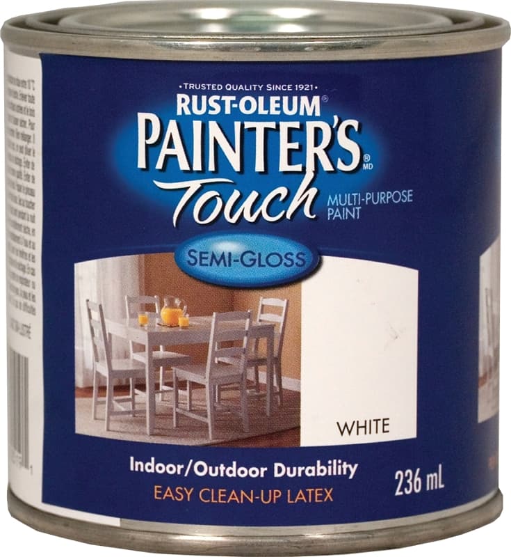 RUST-OLEUM PAINTER'S Touch N1993730 Brush-On Paint, Semi-Gloss, White, 236 mL Can – image 1