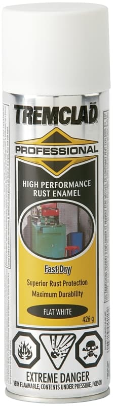 Tremclad 5707590838 Rust Preventative Spray Paint, Flat, White, 426 g, Can – image 1