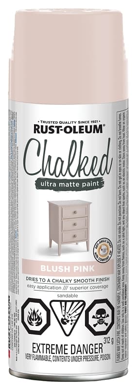 Rust-Oleum 302825 Chalk Spray Paint, Ultra Matte, Blush Pink, 340 g, Can – image 1