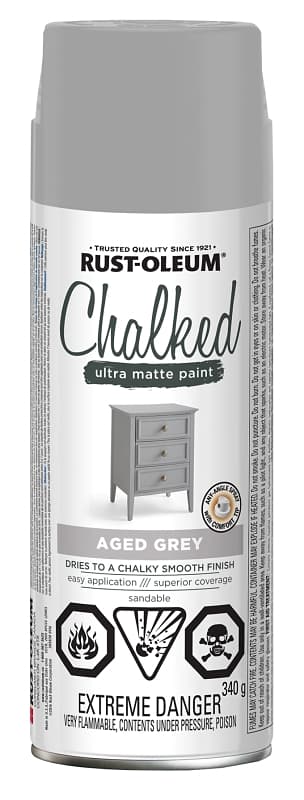 Rust-Oleum 302823 Chalk Spray Paint, Ultra Matte, Aged Gray, 340 g, Can – image 1