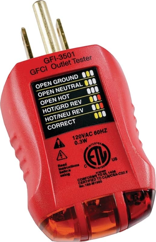 Gardner Bender GFI-3501 Fault Receptacle Tester and Circuit Analyzer, Red – image 1