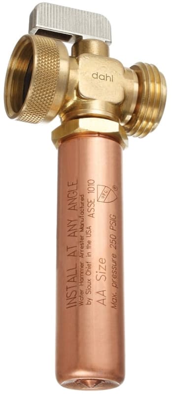 Dahl 521-04-04F-14WHA Hammer Arrester Valve, 1/2 in Connection, Male Hose x Female Swivel Hose, 250 psi Pressure – image 1