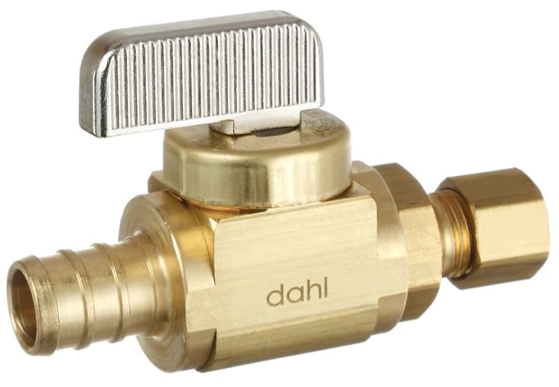 Dahl mini-ball 521-PX3-30-BAG Stop Valve, 1/2 x 1/4 in Connection, Crimp x Compression, 250 psi Pressure, Brass Body – image 1