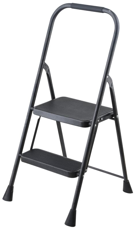 Simple Spaces HB2-2H Folding Type 3 Step Stool, 38-1/2 in H, 2 -Step, 225 lb, 5-1/8 in D Step, Steel, Gray – image 1
