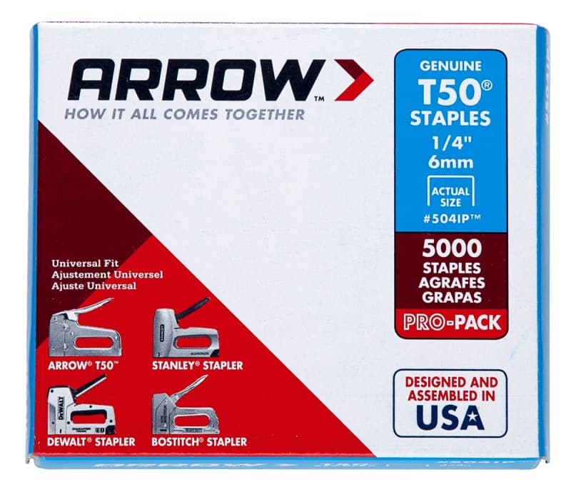 Arrow T50 Series 504IP Staple, 3/8 in W Crown, 1/4 in L Leg – image 1