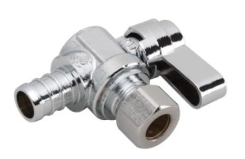 Moen M-Line Series M4740PB Angled Ball Shut-Off Valve, 3/8 x 1/2 in Connection, Compression x PEX, Brass Body – image 1