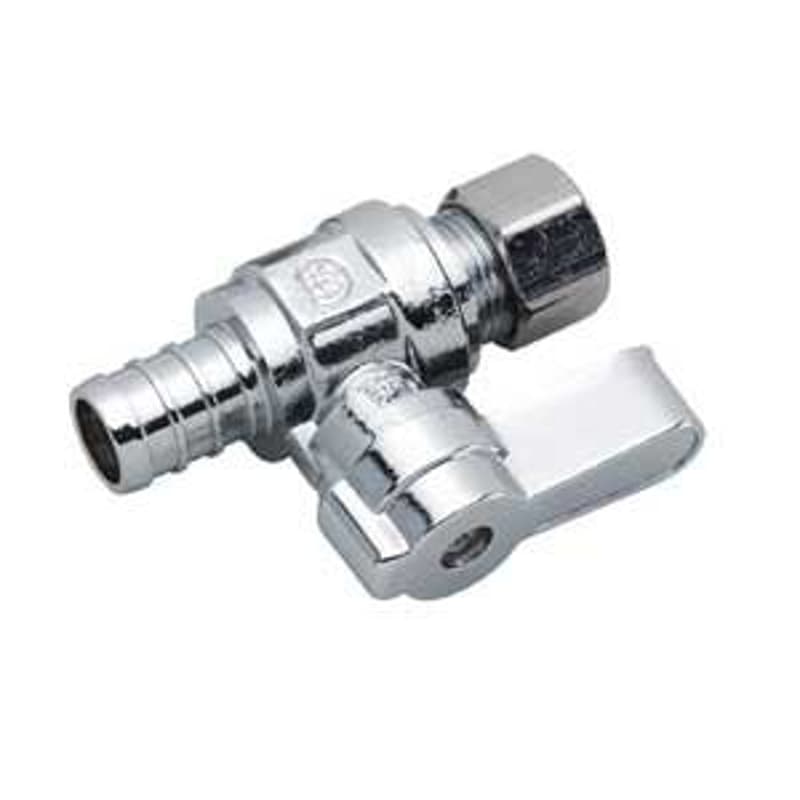Moen M-Line Series M4741PB Straight Ball Shut-Off Valve, 3/8 x 1/2 in Connection, Compression x PEX, Brass Body – image 1