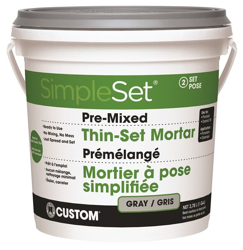 Custom SimpleSet Series CCTTSG1-2 Thinset Mortar, Gray, Paste, 1 gal Pail – image 1