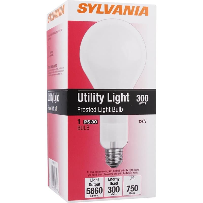 Sylvania 15735 Incandescent Lamp, 300 W, PS30 Lamp, Medium Lamp Base, 5860 Lumens, 2850 K Color Temp – image 1