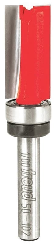 Freud 50-102 Flush Trim Bit, 1/2 in Dia Cutter, 1 in L Cutting, 2-5/8 in OAL, 1/4 in Dia Shank, 2-Cutter, Carbide – image 1