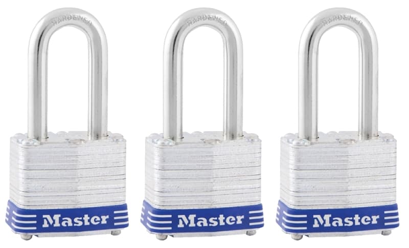 Master Lock 3TRILF Padlock, Keyed Alike Key, 9/32 in Dia Shackle, 1-1/2 in H Shackle, Steel Shackle, Steel Body – image 1