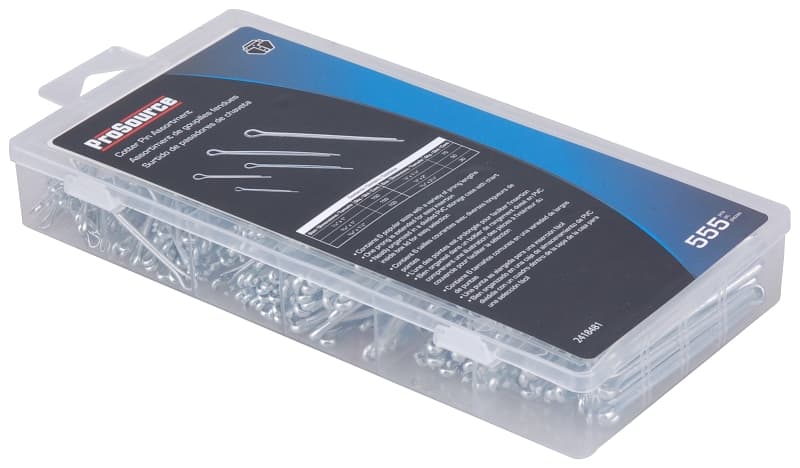 ProSource 61203 Cotter Pin Assortment, Carbon Steel, Zinc, 555-Piece – image 1