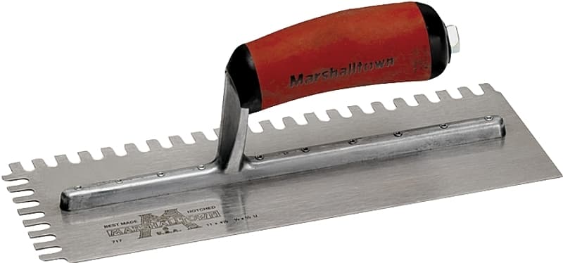 Marshalltown 716SD Trowel, 11 in L, 4-1/2 in W, U Notch, Curved Handle – image 1