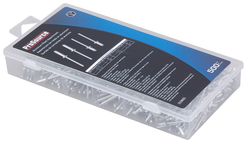 ProSource 61400 Rivet Assortment, Aluminum/Steel, Zinc, 500-Piece – image 1