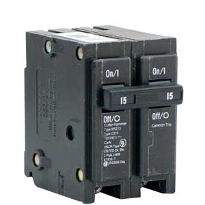 Eaton BR21K Circuit Breaker, BR, 15 A, 2-Pole, 120/240 V, Plug – image 1