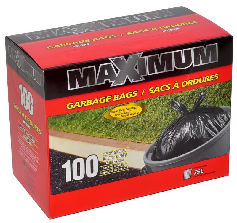 Polyethics 28100 Garbage Bag, 67 L, Plastic, Black – image 1