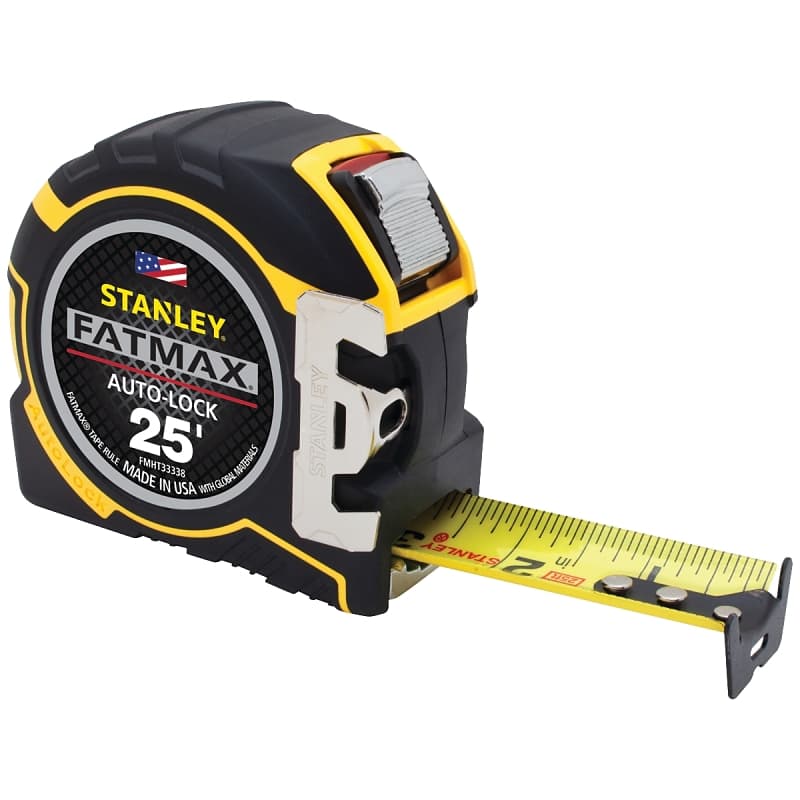 STANLEY FMHT33338 Tape Measure, 25 ft L Blade, 1-1/4 in W Blade, Steel Blade, ABS Case, Black/Yellow Case – image 1