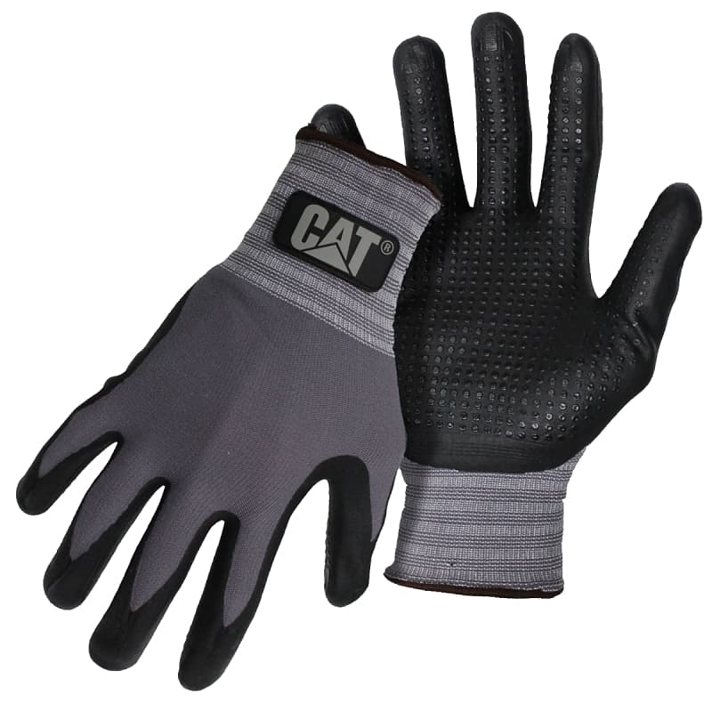 Cat CAT017419X Gloves, XL, Knit Wrist Cuff, Nitrile Coating, Nylon, Gray – image 1