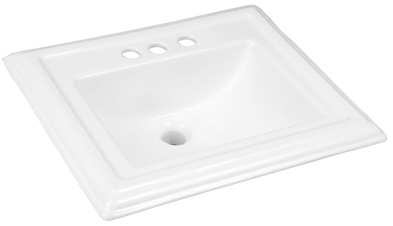 Craft + Main 17-0037-4W Bathroom Sink, Square Basin, 4 in Faucet Centers, 3-Deck Hole, 22 in OAW, 7-1/2 in OAH – image 1