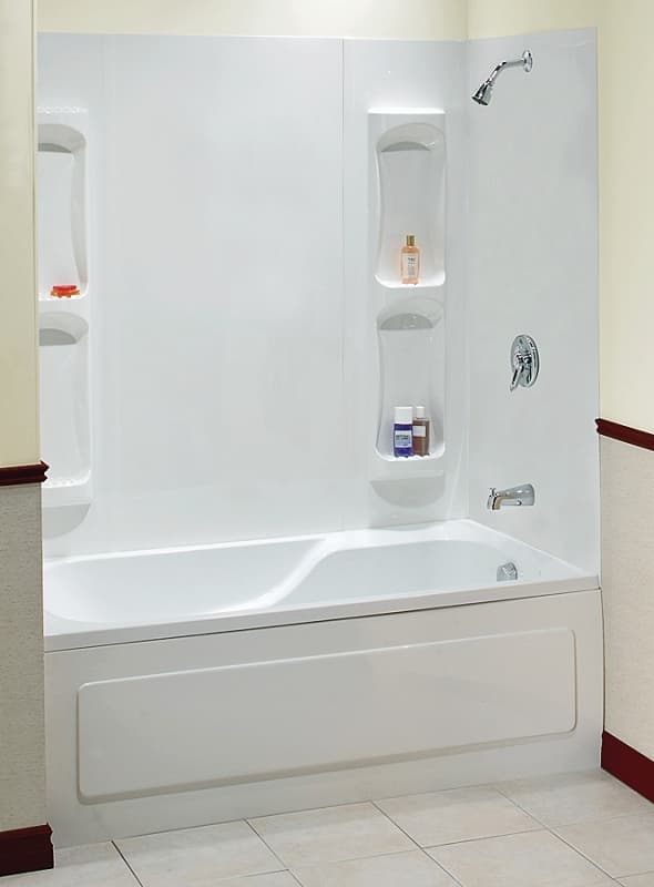 Maax Utah Series 102573-000-129 Bathtub Wall Kit, 31-3/4 in L, 60-1/2 in W, 59 in H, Polystyrene, Smooth Wall – image 1