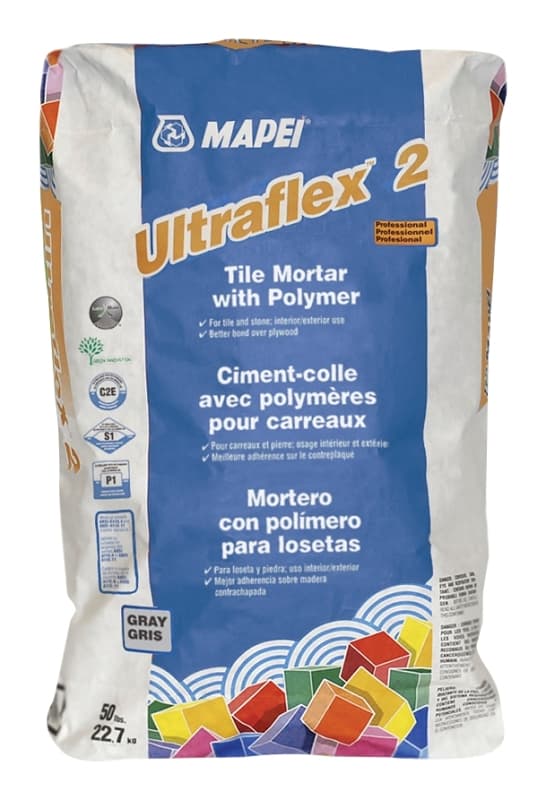 Mapei Ultraflex 2 Series 6005521 Tile Mortar, Gray, Powder, 50 lb, Bag – image 1