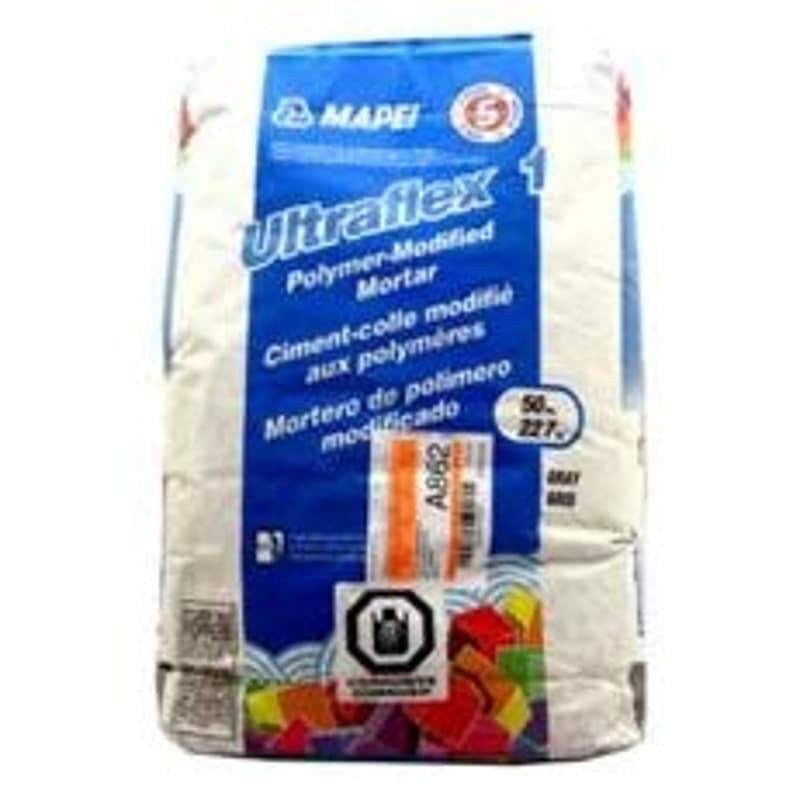 Mapei Ultraflex 1 Series 6004821 Tile Mortar, Gray, Powder, 50 lb, Bag – image 1