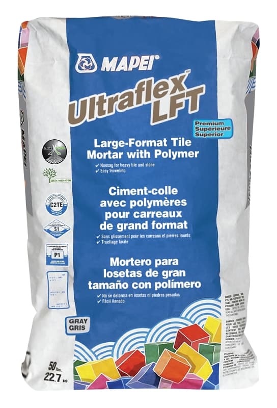 Mapei Ultraflex LFT Series 1125000021 Tile Mortar, Gray, 50 lb, Bag – image 1