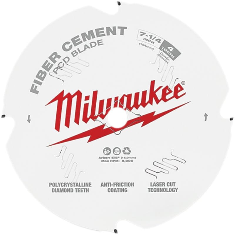 Milwaukee 48-40-7000 Circular Saw Blade, 7-1/4 in Dia, 5/8 in Arbor, 4-Teeth, Polycrystalline Diamond Cutting Edge – image 1