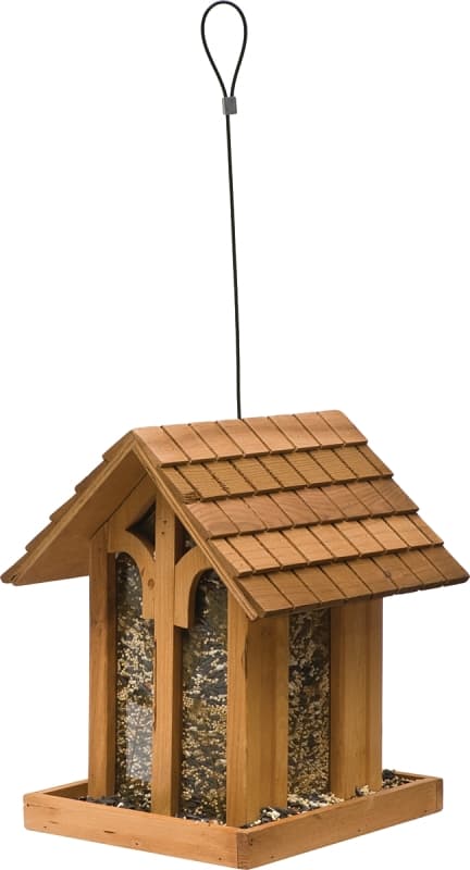 Perky-Pet 50172 Wild Bird Feeder, Mountain Chapel, 3.5 lb, Fir Wood, 13.23 in H, Pole Mounting – image 1
