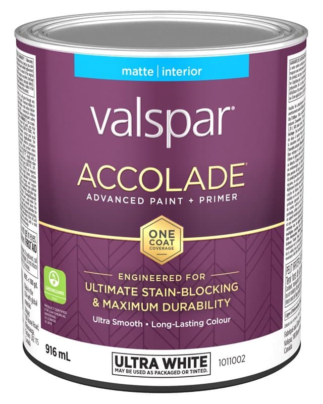 Accolade 029.1011002.005 Interior Paint and Primer, Acrylic, Matte, Ultra White, 1 qt, 37 sq-m Coverage Area – image 1