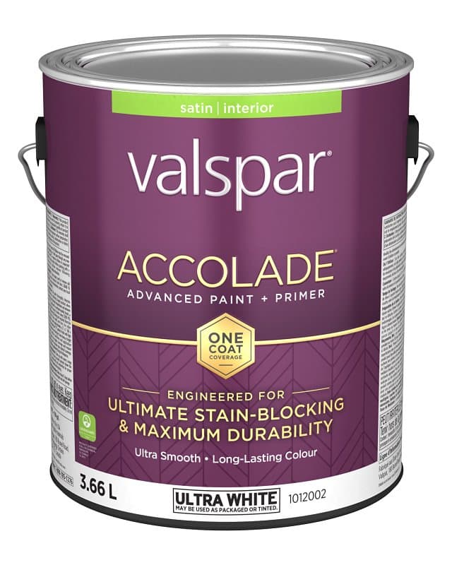 Accolade 029.1012002.007 Interior Paint and Primer, Acrylic, Satin, Ultra White, 1 gal, 37 sq-m Coverage Area – image 1