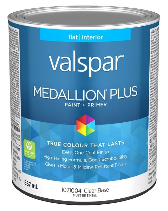 Medallion Plus 029.1021004.005 Interior Paint and Primer, Acrylic, Flat, Clear, 1 qt, 37 sq-m Coverage Area – image 1