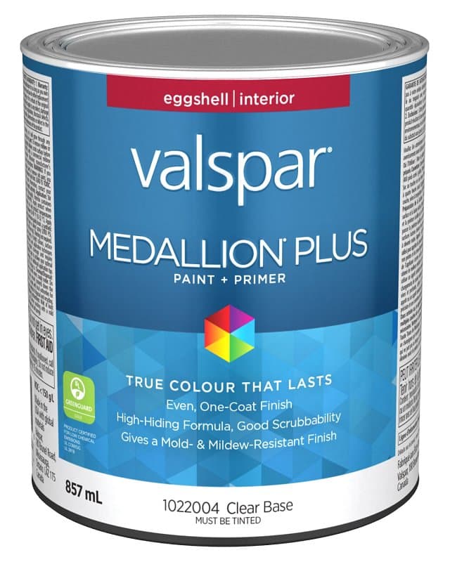 Medallion Plus 029.1022004.005 Interior Paint and Primer, Acrylic, Eggshell, Clear, 1 qt, 37 sq-m Coverage Area – image 1
