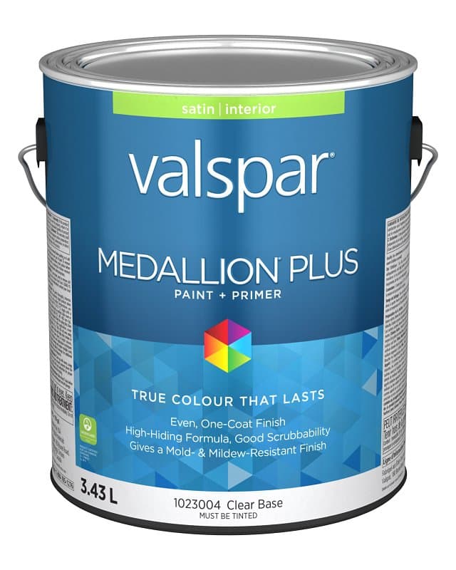 Medallion Plus 029.1023004.007 Interior Paint and Primer, Acrylic, Satin, Clear, 1 gal, 37 sq-m Coverage Area – image 1