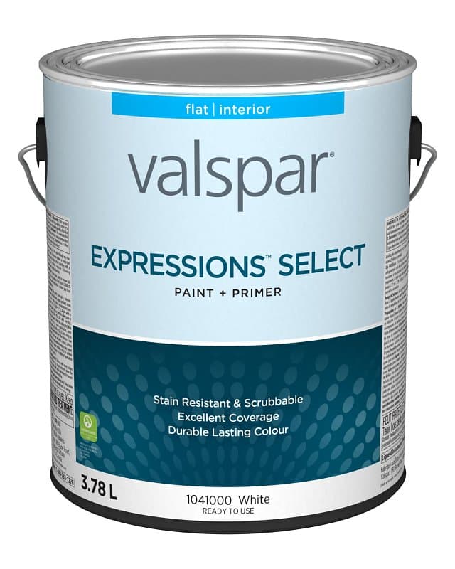 Expressions Select 029.1041000.007 Interior Paint and Primer, Flat, White, 1 gal, 37 sq-m Coverage Area – image 1