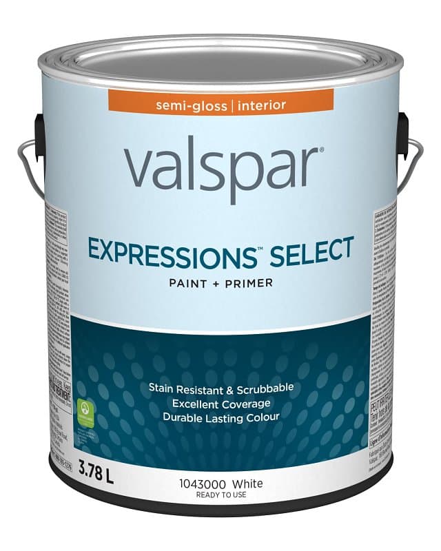 Expressions Select 029.1043000.007 Interior Paint and Primer, Semi-Gloss, White, 1 gal, 37 sq-m Coverage Area – image 1