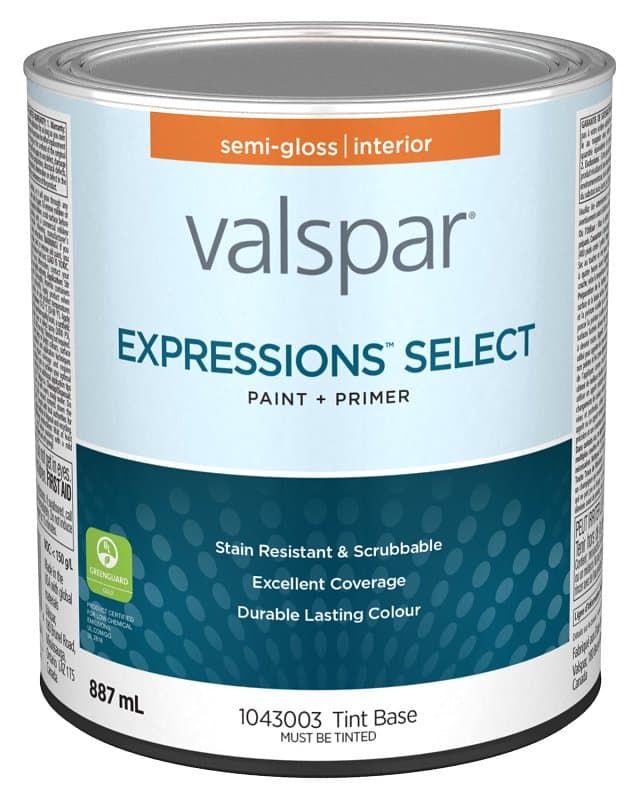 Expressions Select 029.1043003.005 Interior Paint and Primer, Semi-Gloss, Tint Base, 1 qt, 37 sq-m Coverage Area – image 1