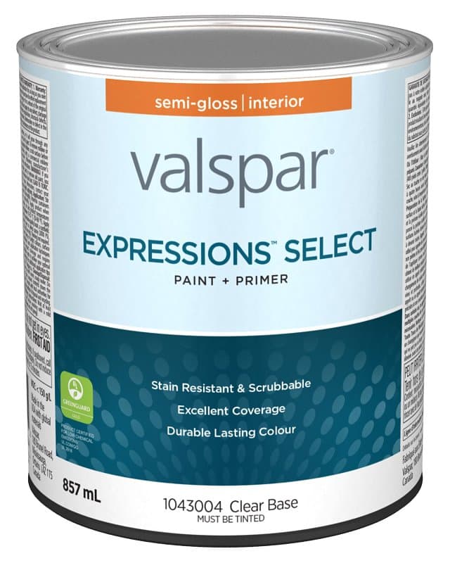 Expressions Select 029.1043004.005 Interior Paint and Primer, Semi-Gloss, Clear, 1 qt, 37 sq-m Coverage Area – image 1