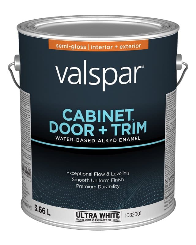 Valspar 029.1082001.007 Cabinet Door and Trim Oil Enriched Enamel, Water, Semi-Gloss, Ultra White, 1 gal – image 1